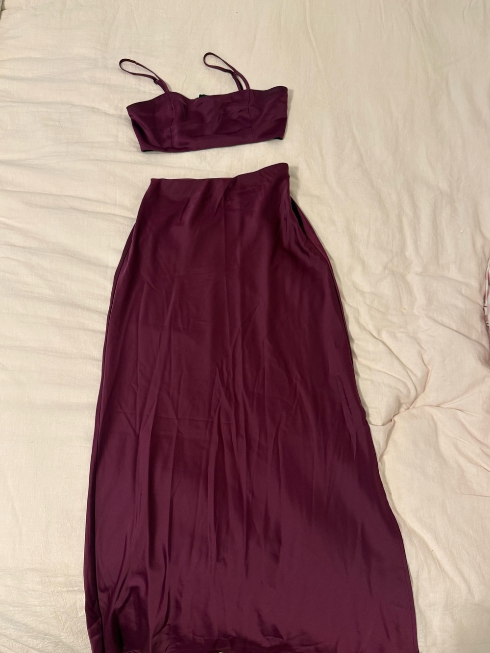 House of Harlow 1960 Burgundy Satin Maxi Skirt
